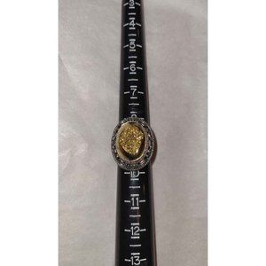 Sterling Silver Large Gold Drusy Ring Size 9